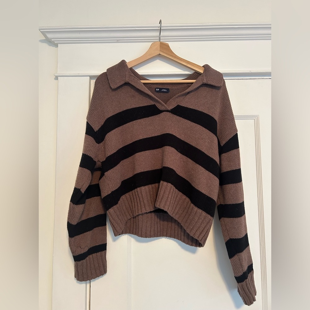 GAP Striped Cotton Sweater, Size L Petite